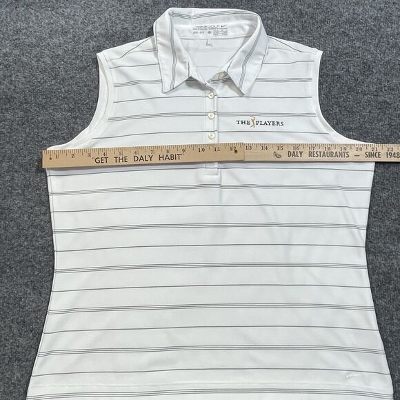 Nike Sleeveless Top Women’s Large Golf White Dri Fit The Players Logo Stripes Lg - Picture 9 of 15